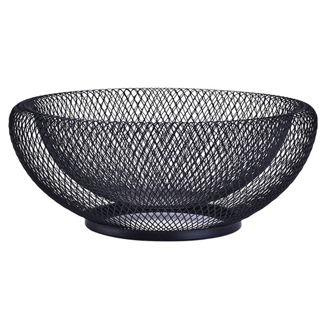 Photo 1 of Pimuza Fruit Stand Vegetables Serving Bowls Basket Holder for Kitchen Counter Banana, Table Centerpiece, Store Display, Dining Room,Tea Bar,Tabletop,Metal Iron Wire,Large Round Modern Stylish Black