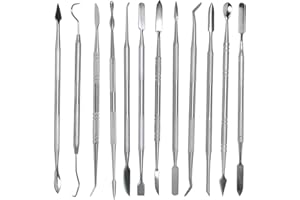 Ketofa 12 Pcs Carving Knife Tool kit Double Ended Stainless Steel Pottery Sculpture Modeling Carving Tools for DIY Set Dental