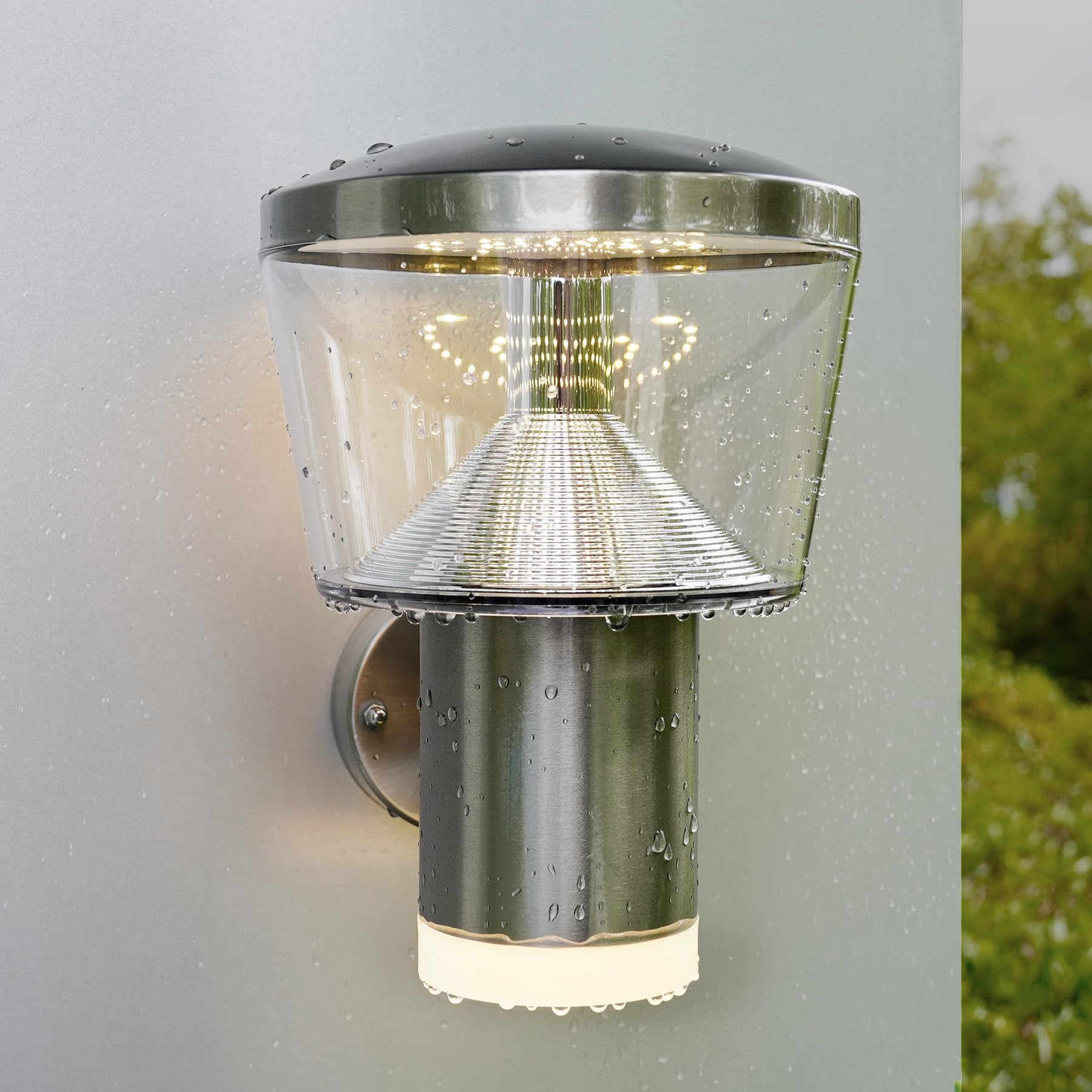 NBHANYUAN Lighting® LED Outside Lights Mains Powered Stainless Steel Exterior Wall Light IP44 Weatherproof 3000K Warm White for Yard Porch 1000LM