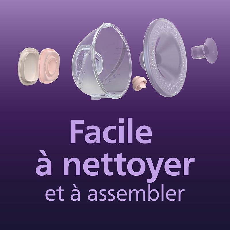 Philips Avent - Tire-lait électrique double mains libres, moteur de qualité hospitalière, imite le rythme de succion de bébé, jusqu'à 85 aspirations par min, 2 bouteilles, 4 téterelles, SCF547/11