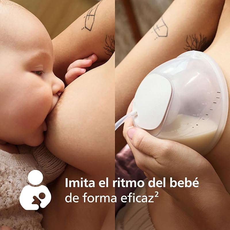 Bomba tira leite elétrica mãos-livres dupla Philips Avent, motor com grande capacidade de aspiração, imita o ritmo de ingestão do bebé, bombeia até 85 vezes por minuto, 4 almofadas, SCF547/11