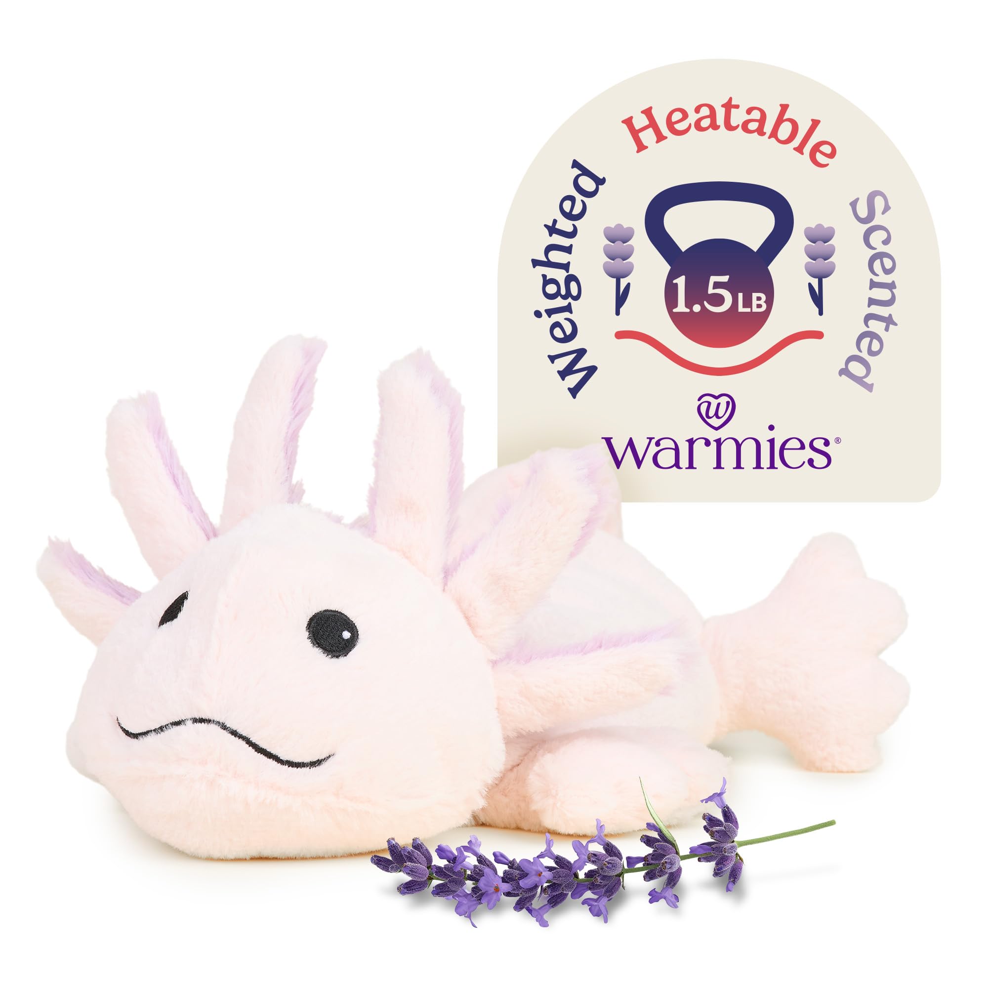 View 1 of warmies Microwavable & Weighted Stuffed Animals, Pink Axolotl - Heated Stuffed Animal Plushie for Warmth & Comfort - Cute Soft Plush Toys for Adults & Children (Boys, Girls, Babies & Toddlers)