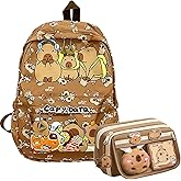 Cute Capybara Backpack with Chic Large Case and More Pins Ita Bag Kawaii Cartoon Large Capacity Mochila De Gift (Brown)