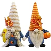 CRCZK Thanksgiving Gnome Decorations for Home, 2Pack Handmade Thanksgiving Gnome Plush Decor Swedish Gnomes Ornaments with Pumpkin Corn Maple Leaves Fall Gifts Autumn Holiday Home Kitchen Decorations
