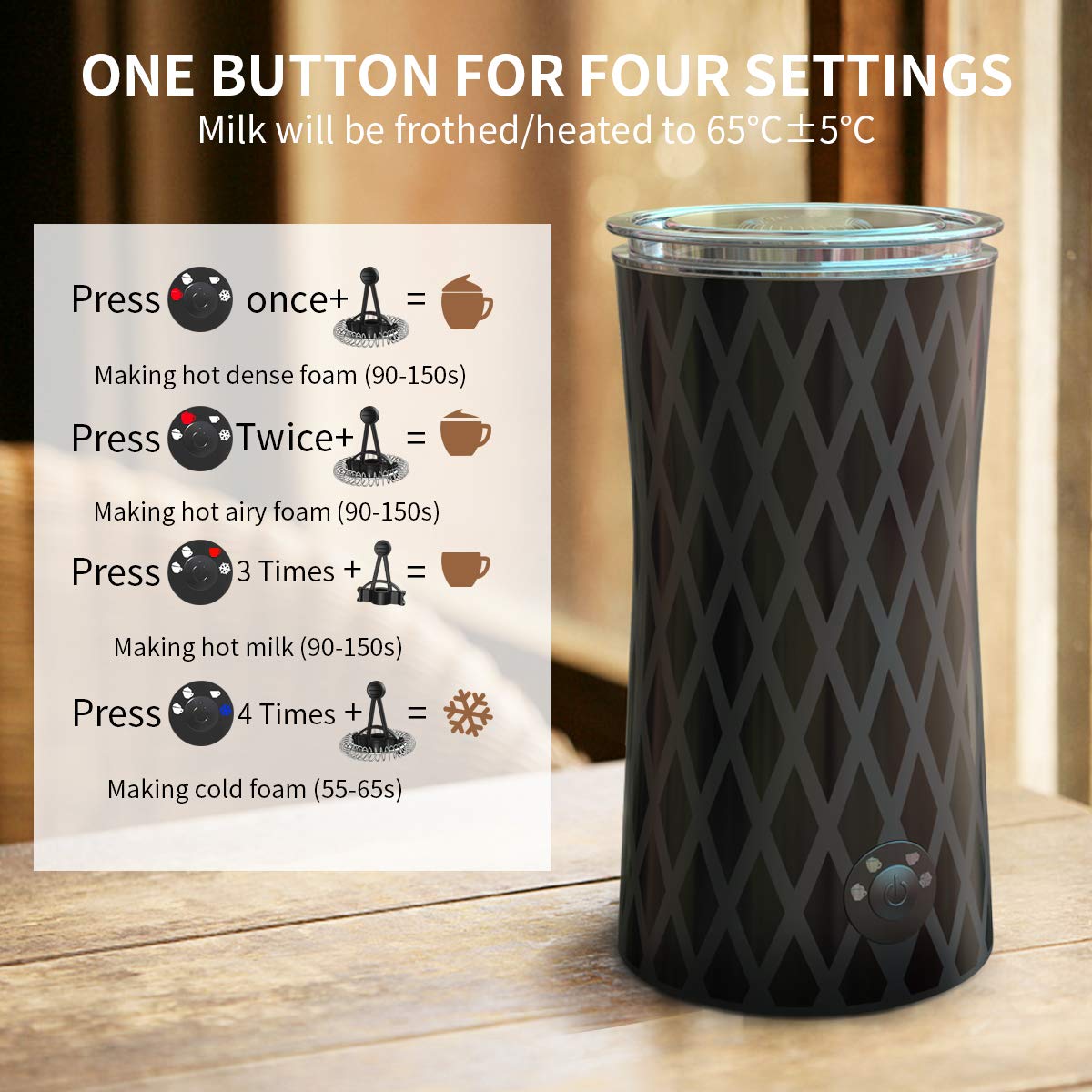 Electric Milk Frother Warmer - Compact Stainless Steel Steaming Set w/Automatic Power Off Safety Feature & LED Light Indicator for Easy Foamer and Hot Coffee Creamy Latte