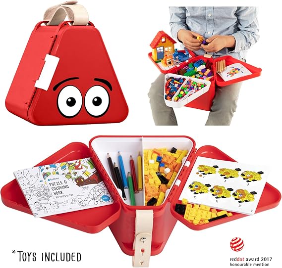 teebee Kids Travel Toy Box Boys & Girls Snack + Activity Tray Table