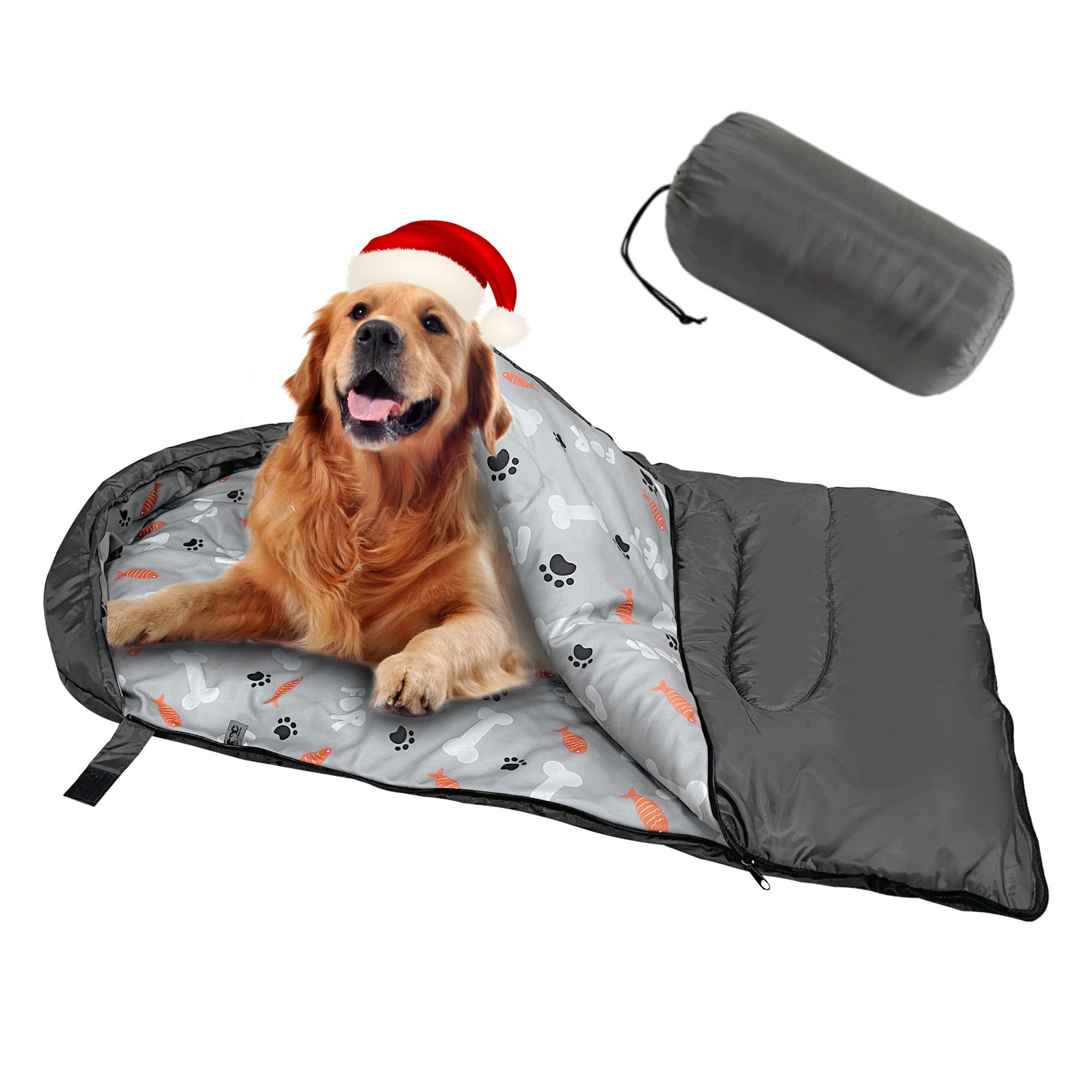 Photo 1 of GeerDuo Dog Sleeping Bag Waterproof Warm Packable Dog Bed Mat with Storage Bag for Indoor Outdoor Travel Camping Hiking Backpacking (Grey)