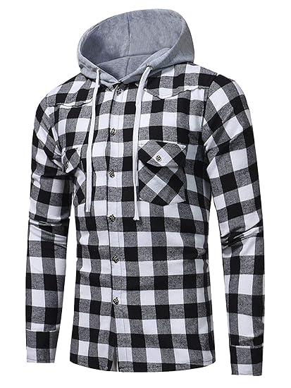 gingham hooded shirt