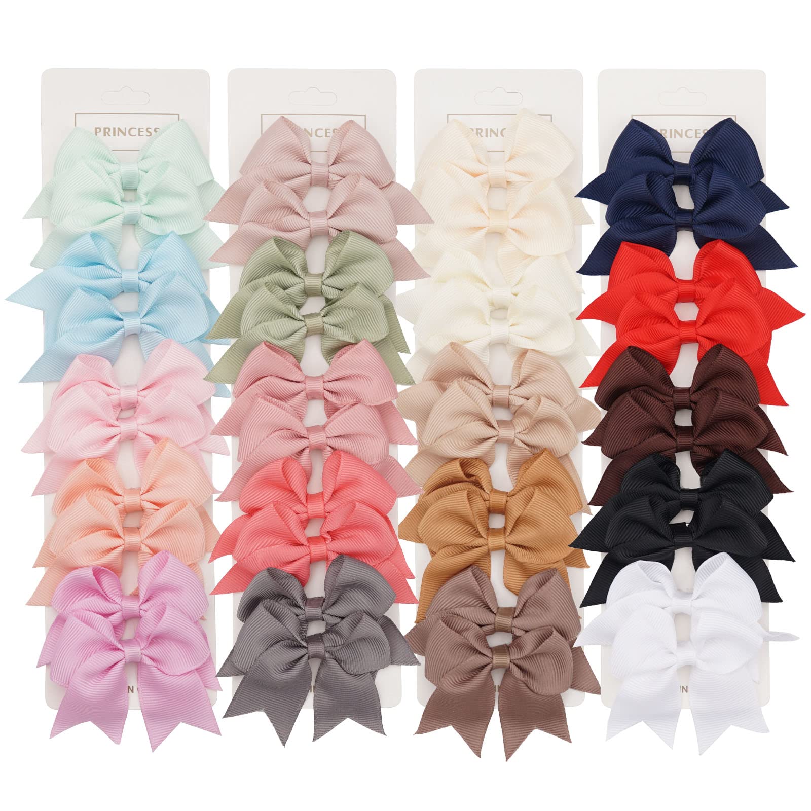 JOYOYO 40 Pcs Baby Girl Hair Bow Clips 2.4 Inch Toddlers Hair Bows - Handmade Colorful Ribbon Bows for Little Girls