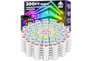 LETIANPAI 300FT/90M RGB Eaves Lights with App ControlRemote,Permanent Outdoor Lights, IP67 Waterproof Outdoor Under Eave Ligh