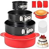 MASSUGAR 4 7 9 Inch Springform Pan Cheesecake Pan with Silicone Protector | Leakproof Spring Form Pan with 50Pcs Parchment Paper &amp; 3 Cake Scrapers, Round Cheese Cake Pan Baking in Water Bath Nonstick