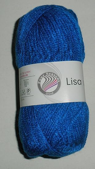 Grundl Lisa Strickgarn Schulgarn Strick-Wolle Bastelgarn 100% Acryl - Farbe- 01 weiß (35- blau)