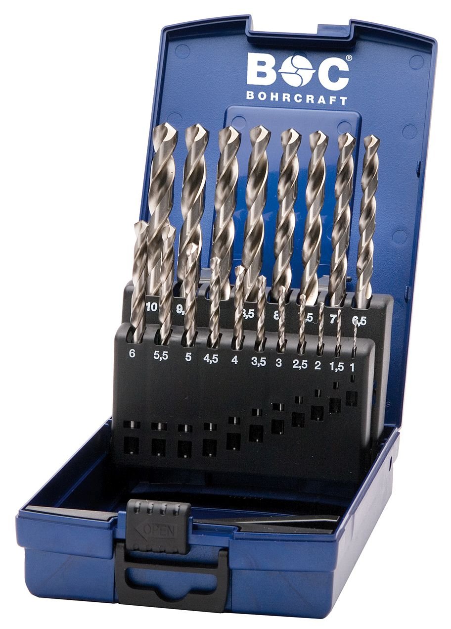 Bohrcraft 11201330019 Spiral Drill Bit Set HSS-G in ABS Box KG10 19 Piece Set 19 Pieces, Diameter 1 – 10 x 0.5 mm