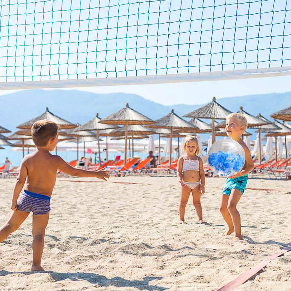 KOMIWOO Inflatable Beach Ball-Glitter Beach Balls Kids, Filled with Feathers Pool Toys for Summer Party Favors (2packs,24 inch) (Blue)