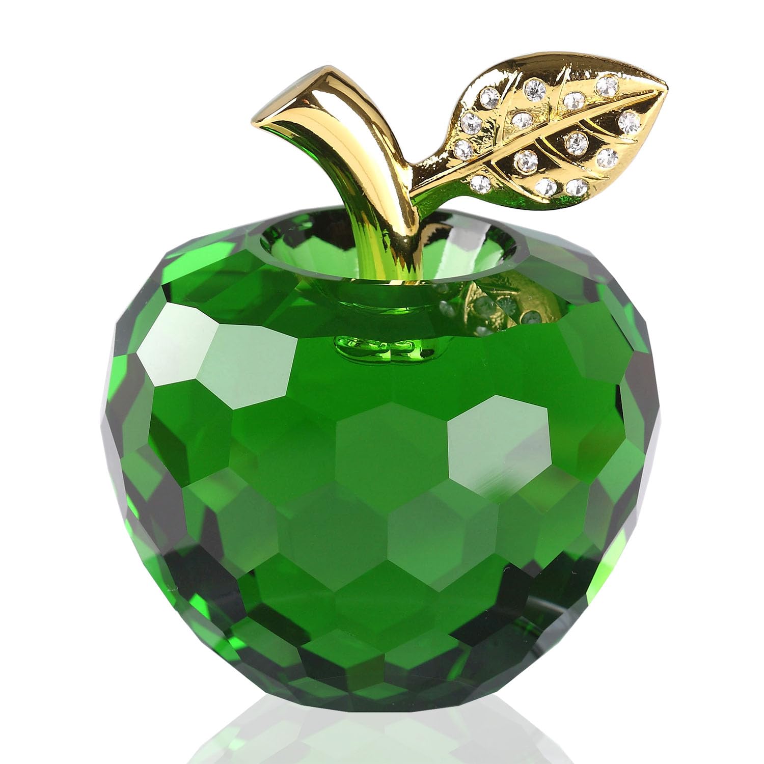 DOJOZ Crystal Apple Paperweight Craft Decoration Table top Ornament Statue Home Decor (Green)