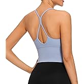 VIBOJOY Longline Strappy Padded Sports Bras Workout Running Tank Crop Tops Yoga Gym Fitness Activewear for Women