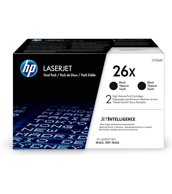 HP 26X (CF226XD) Multipack Original Toner (2x Schwarz) mit hoher Reichweite für HP Laserjet Pro M402, HP Laserjet Pro M426