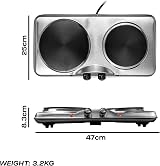 Daewoo 2500W Double Hot Plate Electric Hob Portable 2 Ring Tabletop Student view 5