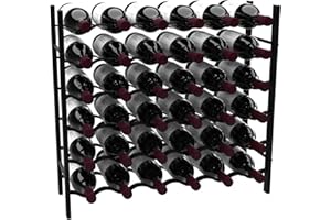 The Rack Co. Wine Bottle Rack Series - 36 Bottles Free Standing Floor Wine Rack, Wine Bottle Storage, Satin Black Finish, Met