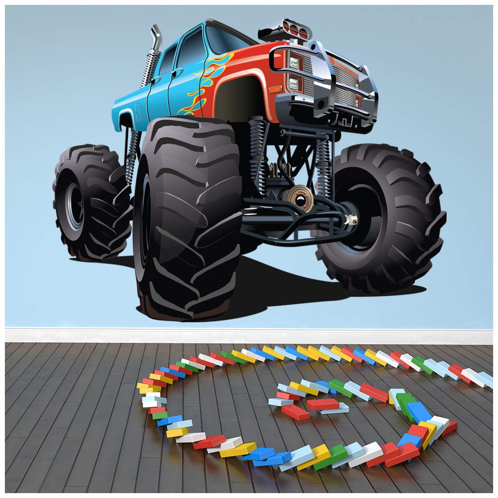 Azutura Blue Red Monster Truck Wall Sticker Cool Vehicle Wall Decal Boys Bedroom Decor Available In 8 Sizes Xxx Large Digital