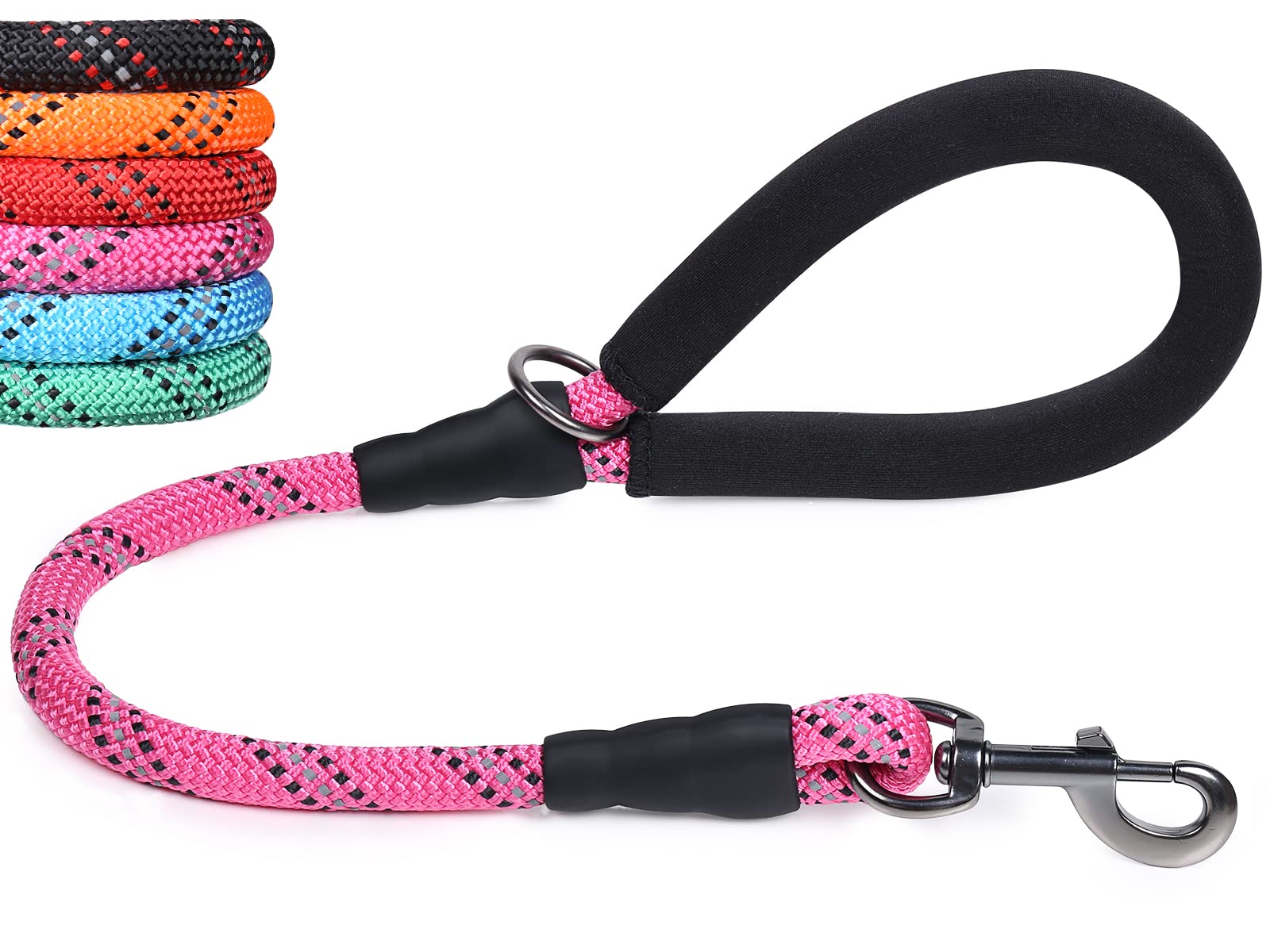 VIVAGLORY Short Dog Lead Closerok Traffic Leash for Dog with Soft Padded Handle for Training & Walking, Padded Neoprene & Heavy Duty, 61cm, Pink — image 1