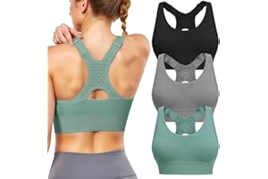 Tmeefee Adjustable Sports Bras for Women: 3 Pack High Support Padded Racerback Sport for Large Bust Workout Running Gym