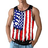 Mens Beach Tank Tops Sleeveless Shirts for Men Summer American Flag Print Graphic Mens Workout Gym Shirts Palm Tree Tops
