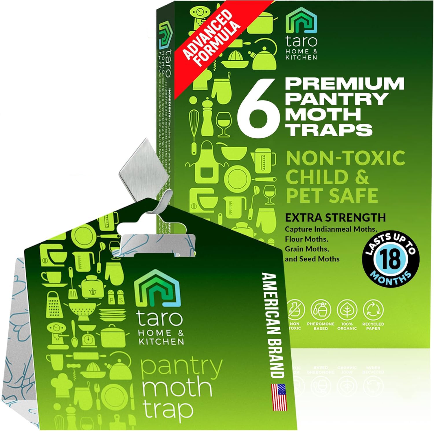 Photo 1 of Taro Pantry Moth Traps with Pheromones - 6-Pack with Bonus Hangers - Moth Killer for Kitchen, Pantry, Closet - Sticky Moth Traps for House Indoor - Get Rid of Moths