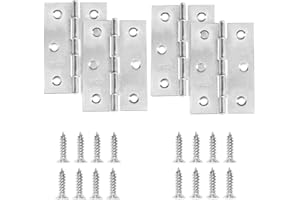 3" Door Hinge, Zernmiarder 12 Pcs Stainless Steel Butt Hinges, Silver Window Hinges, Interior and Outdoor Hinge with Screws, 75 x 49 x 1.05mm