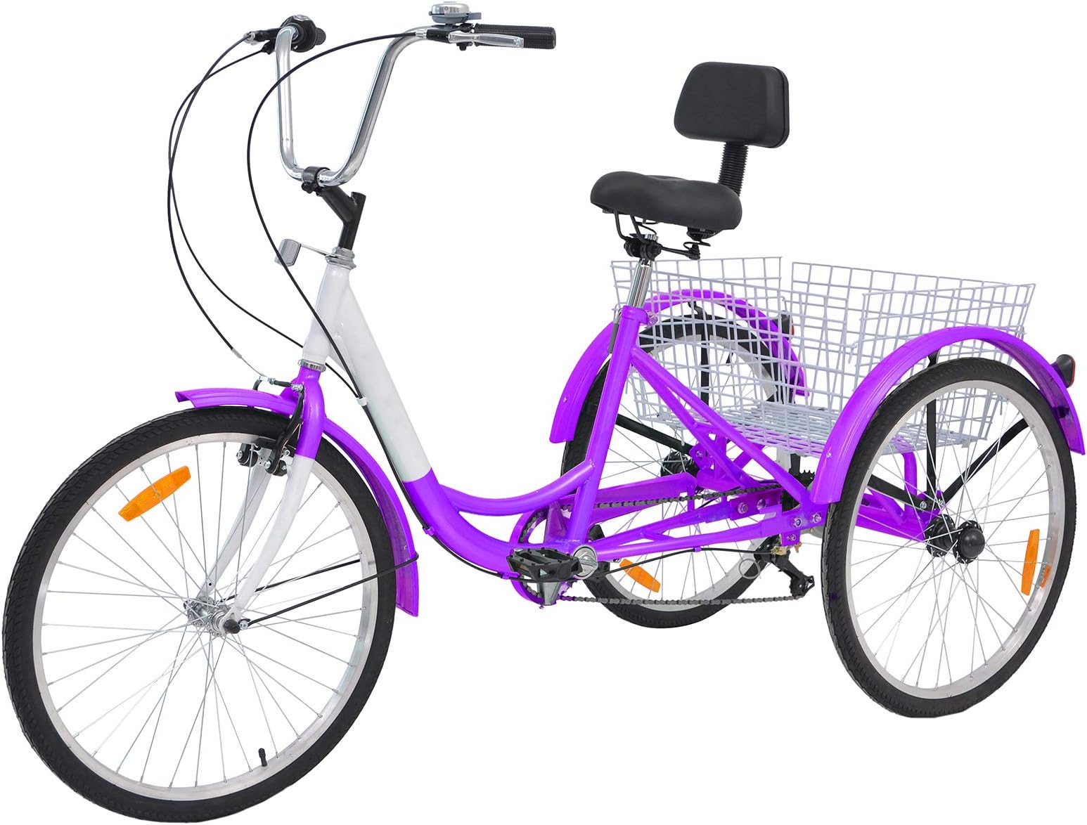 VANELL 7/1 Speed Tricycle Adult 20/24/26 in Trike Cruise Bike 3 Wheeled Bicycle W/Large Size Basket for Women Men Shopping Exercise Recreation