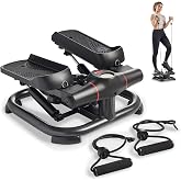 Sunny Health &amp; Fitness Smart Power Stepper with Resistance Bands for Cardio | 400 lb Capacity Stair Stepper, Heavy Duty Frame, Home Cardio, Full-Body Workout, Adjustable Stepping Height, Handlebar