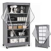 Formosa Covers Clear Front Wire Rack Shelf Cover 48"Wx18"Dx72"H Grey Fabric | Dustproof Waterproof Protection for Appliances Clear PVC Panel 3-Way Zipper Fits Seville Metro Muscle Rack | No Shelf