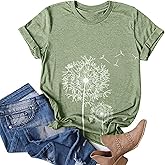 T-Shirts for Women,Dandelion Shirt Round Neck T-Shirts Loose Blouse Tops Girl Graphic Casual Tees
