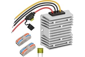 KLNUOXJ 20A 240W Golf Cart DC 18V 20V 24V 36V 48V Step Down to DC 12V Converter Voltage Regulator Reducer Power Buck Converter with Fuse(Inputs 18V-58V to 12V 20A)
