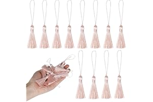 BEL AVENIR 45 pcs Mini Bookmark Tassels 3.75inch/9.5cm Silky Handmade Key Tassel with 2.15inch Cord Loop, DIY Craft Accessory,Tags (Light Pink, 45 pcs)…