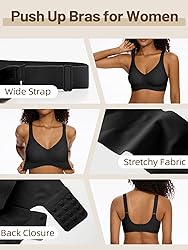 Women's V Neck Bra Wireless Push Up Bralette Padded