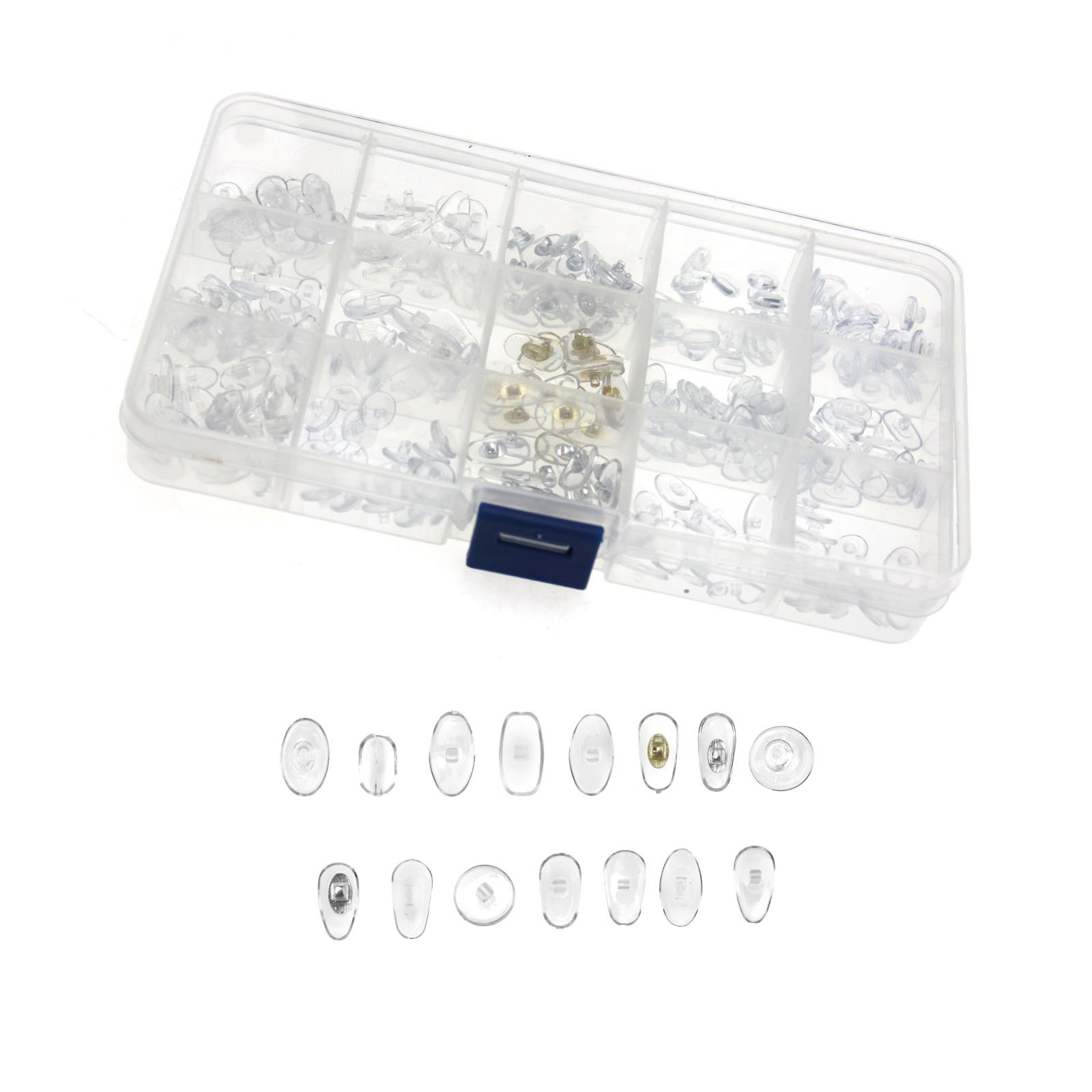 OTOTEC 15 Style Soft Silicone Eyeglass Nose Pads Kit, Glasses Repair Tool Assorted Nosepads w/Case