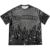 RoseSeek Men's Rhinestone Printed Graphic Tees Short Sleeve Crewneck T Shirt Vintage Summer Tops Streetwear