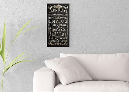 Amazon Com Cabin Rules Unplugged Printed On 10x20 Canvas Wall