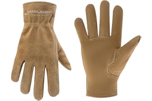 AIGEVTURE Kids Genuine Leather Work Gloves Kids Gardening Gloves age 2-11 Girls Boys for Children Garden Yard Outdoor