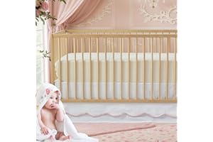 Brandream Scallop Edge Cotton Crib Skirt Toddler Bedskirt Baby Nursery Crib Bed Skirt Double Layer Boho Bohemian Neutral Soli