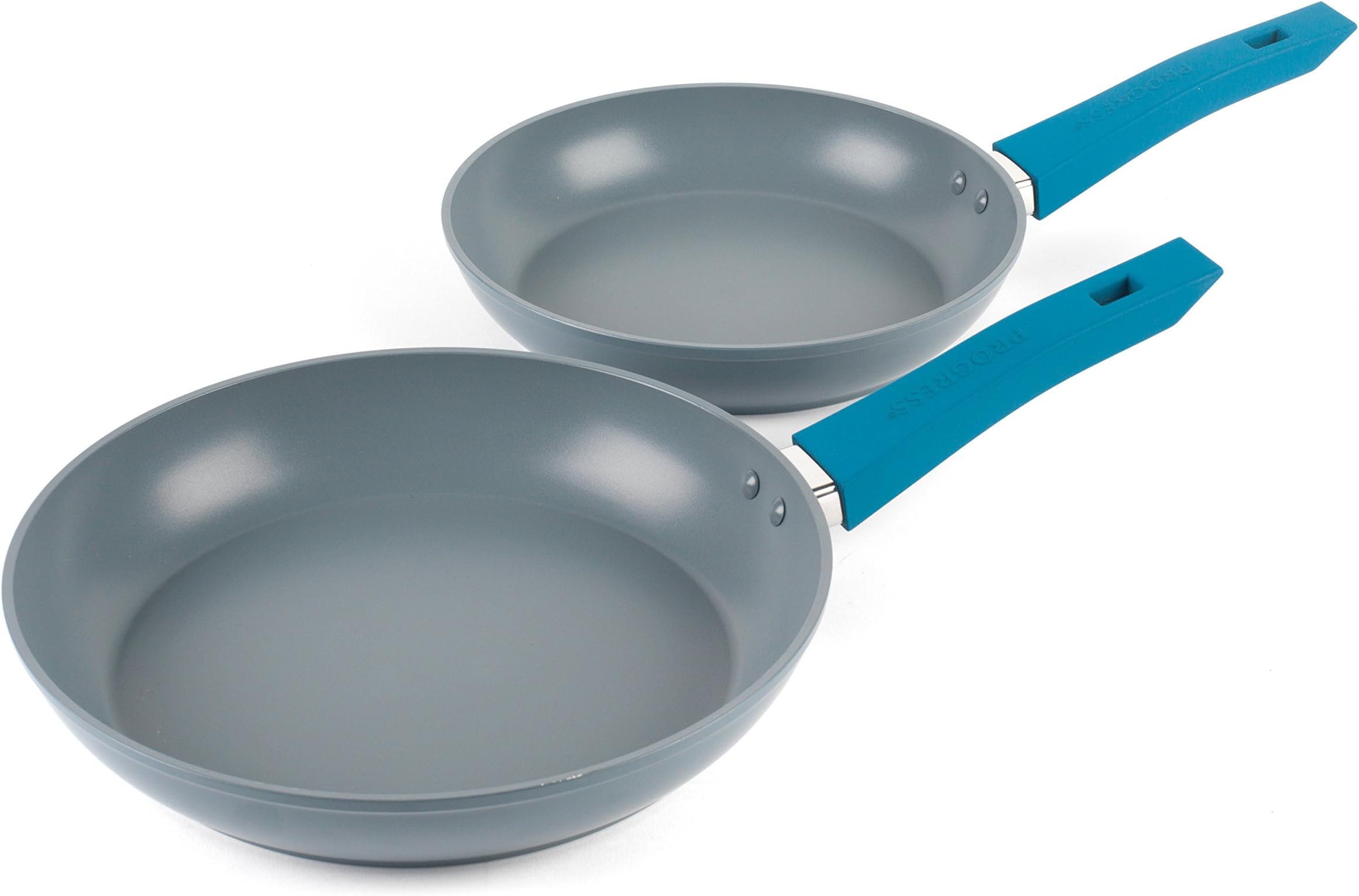 Progress Forged Aluminium Non Stick Frying Pan Set, 24/28 cm, Teal