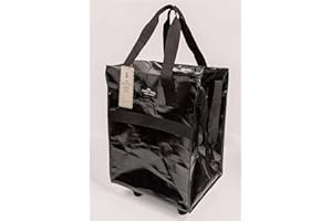 SIMPLY SOUTHERN Metallic Rolling Shopping Tote with Handles Perfect Shopping Bag on Wheels for Women, Mothers, Families, Grandmas - Bag on Wheels for Easy Transportation - 4 Colors-Umber, Silver, Gold, Black (Black)