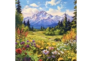 MOOHUE 14CT Counted Cross Stitch Kits for Adults Mountain Flowers Advanced Stamped Cross Stitch Kits for Adults (Mountain 4)