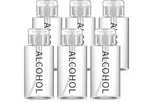 Layhit 6 Pcs 10 oz Alcohol Pump Dispenser Bottle Alcohol Push Down Liquid Dispenser Clear Empty Pumping Bottle Refillable Cosmetic Container for Personal, Salon, Nail Care, Hospital Use