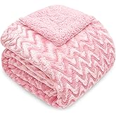 Whale Flotilla Faux Fur Sherpa Twin Size Blanket for Bed, Cozy Reversible Fuzzy Fluffy Plush Blankets for All Season, Warm and Soft, 60x80 Inch, Pink