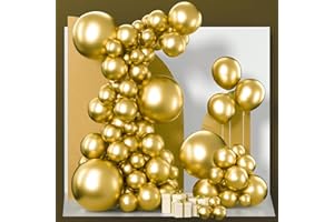 PartyWoo Gold Balloons 152pcs Different Sizes of 18 12 10 5 Inch Gold Balloon Arch Kit Garland for Birthday Wedding Anniversary Baby Shower Graduation Retirement Casino Party Decorations Gold-G101