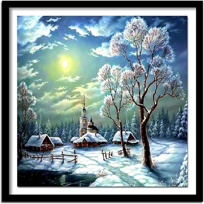 DIY Malen nach Zahlen Winterlandschaft, Weihnachten, verschneite