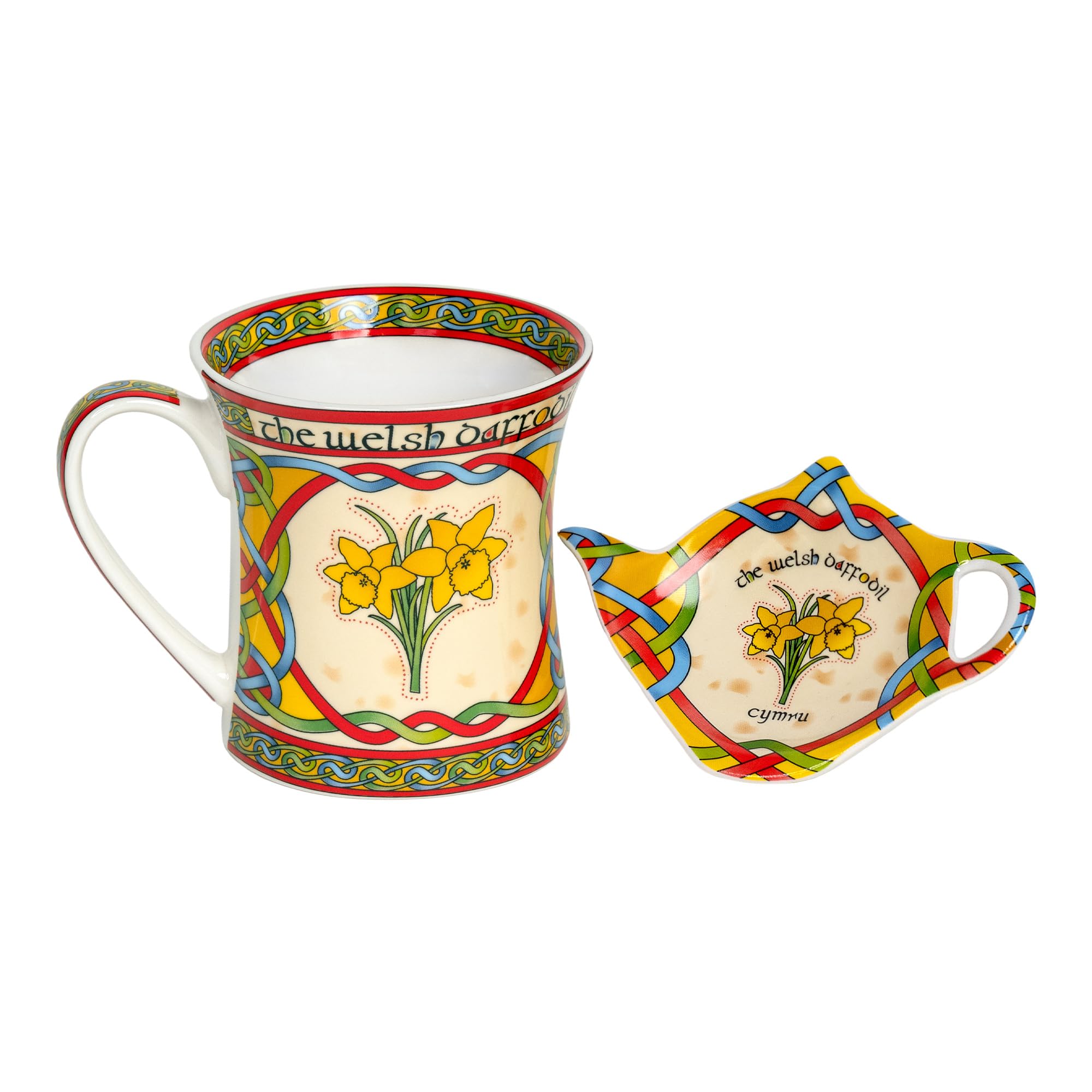 Royal Tara Set of Welsh Daffodil Teabag Holder and Mug