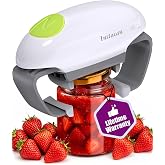INSTACAN Higher Torque and One Touch Electric Jar Opener Easy Remove Almost Size Lid with Auto-Off, Powerful Bottle Opener for Arthritic Hands, Automatic Jar Opener for Weak Hands and Seniors (White)